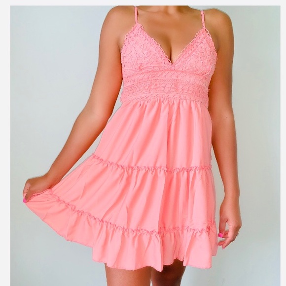 Sweet Threads V-Neck Sleeveless Flowy Dress Blush - Picture 5 of 8